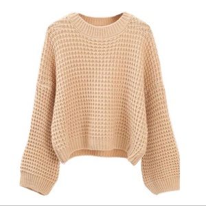 NWT Goodnight Macaroon cropped waffle sweater